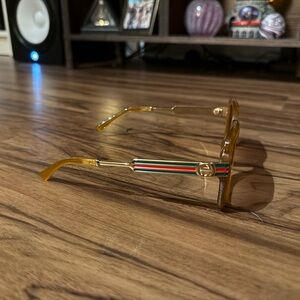 Gucci Gold and Green Striped Glasses